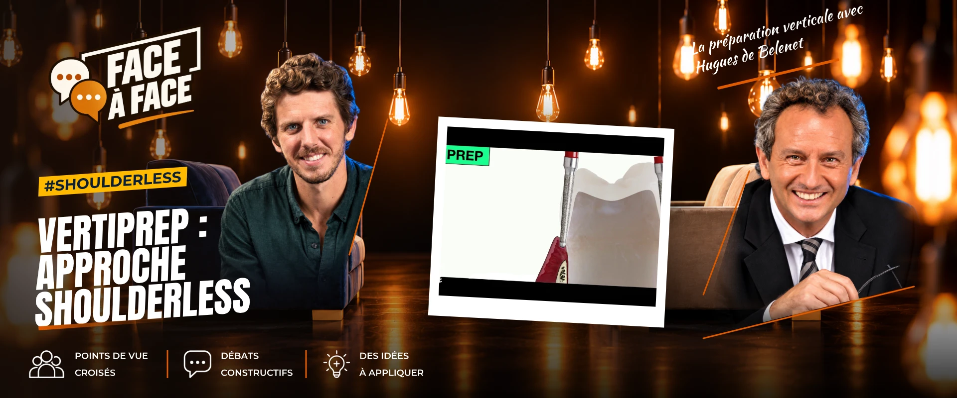 Vertiprep : approche shoulderless (Face à Face, saison 2 épisode 6) : L'approche shoulderless pas à pas : une fraise guidée au niveau du sulcus, une…